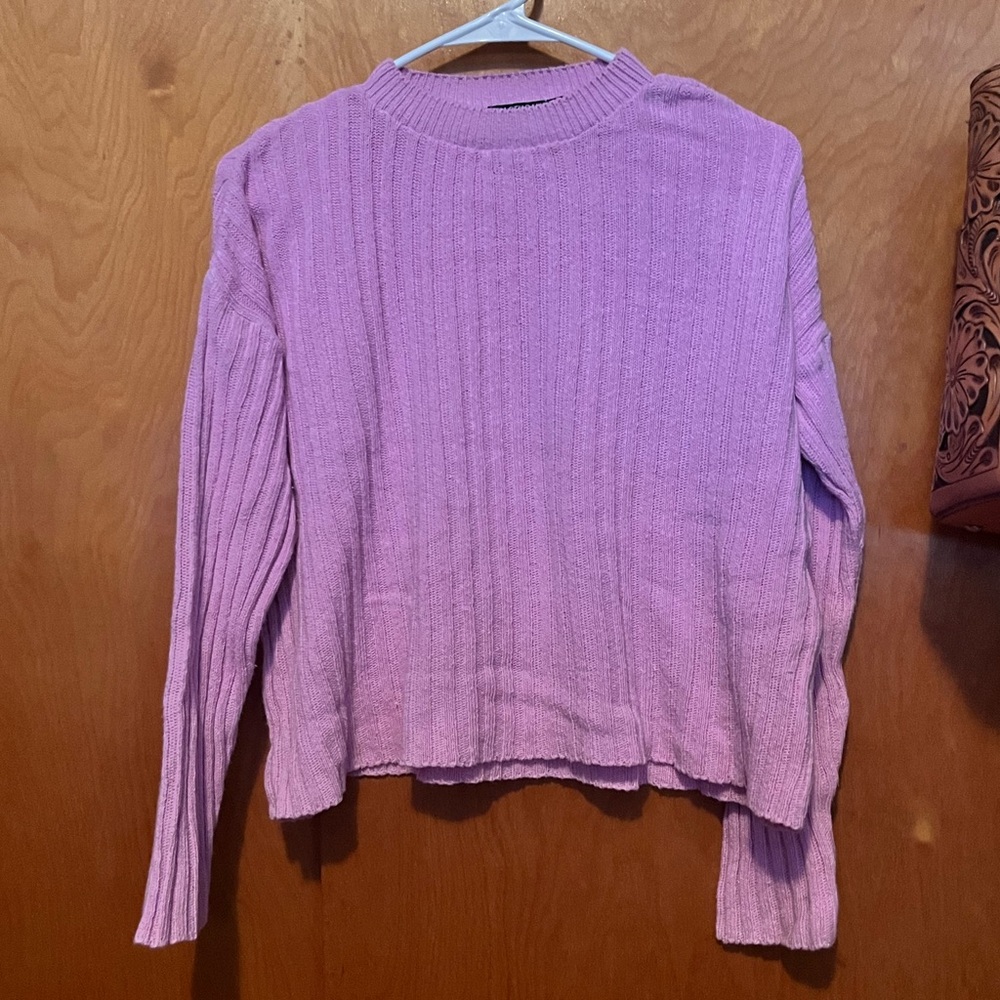 Nasty Gal ribbed light pink thermal sweater